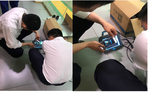 亞泰光電內(nèi)窺鏡工程師現(xiàn)場(chǎng)演示內(nèi)窺鏡檢測(cè)管道焊縫